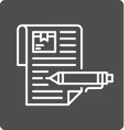 Icon showing an article and pen
