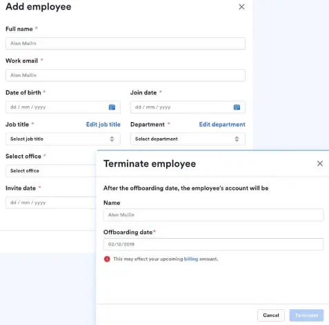 Adding and terminating employees on Swingvy