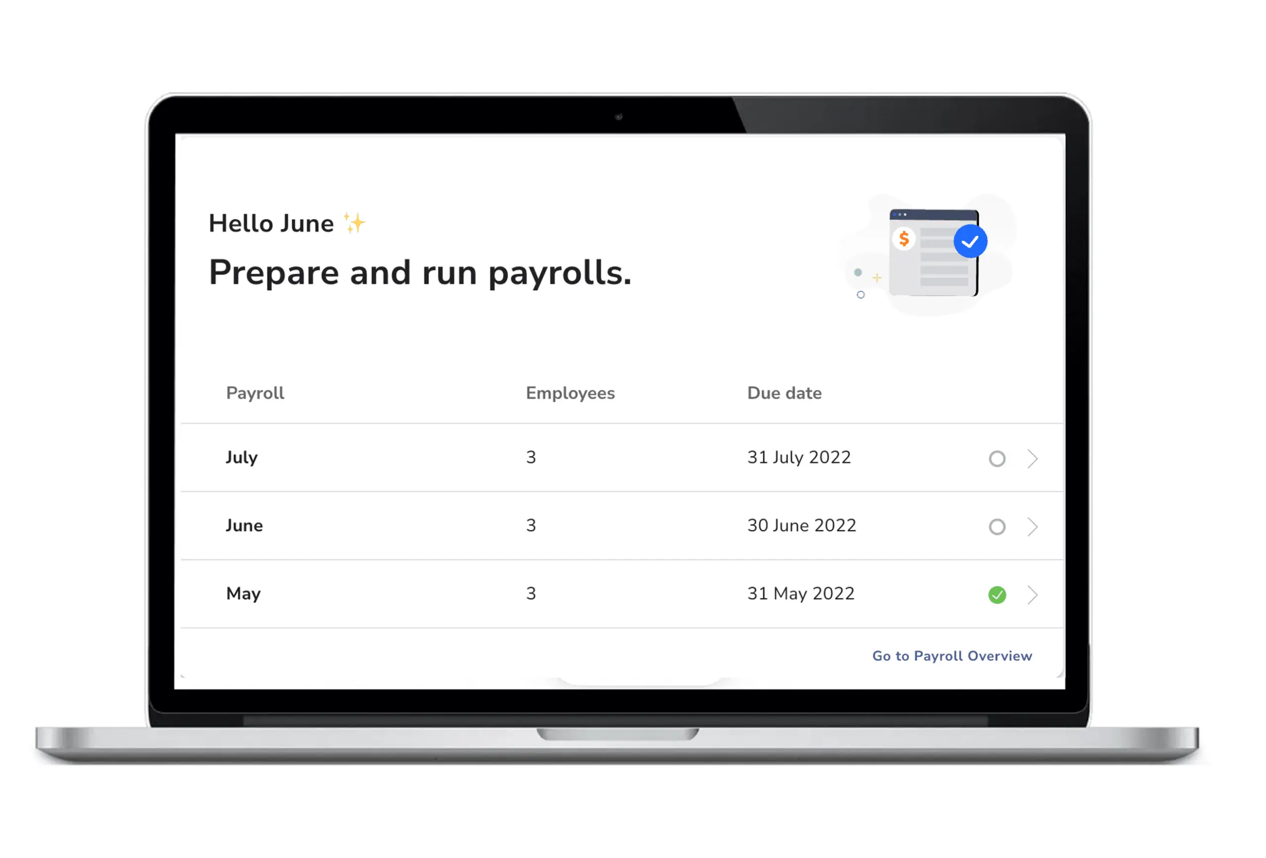 Payroll dashboard on laptop