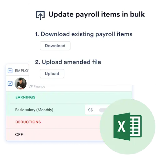 uploading bulk payroll items in swingvy's payroll system