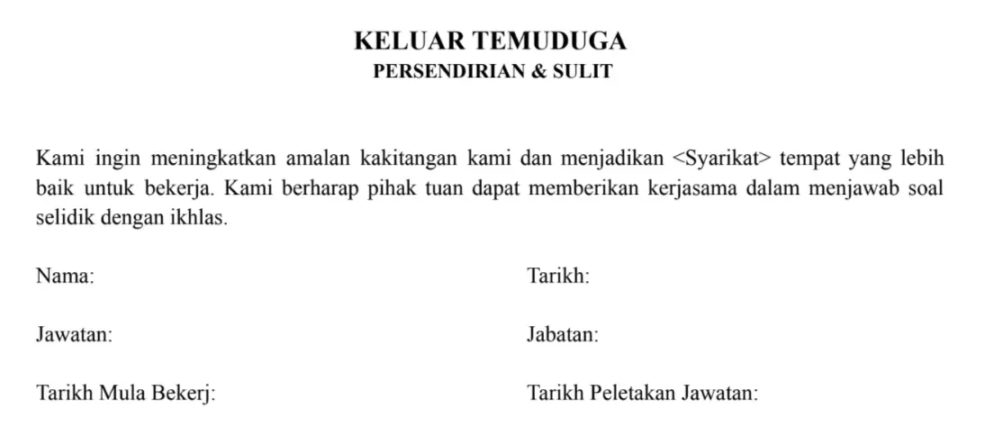 Borang keluar temuduga