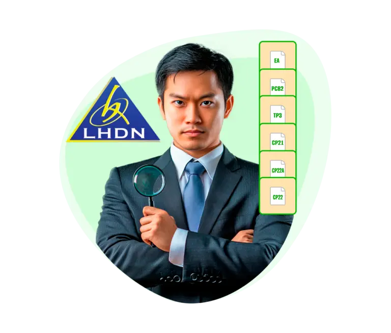A man in a suit with a backdrop of the LHDN logo