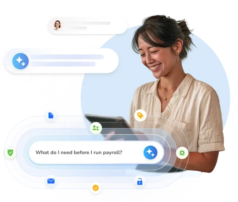 Employer using an AI payroll assistant to run payroll