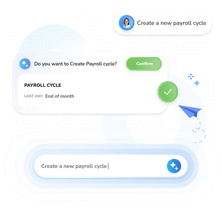 Performing simple payroll related actions with an AI payroll assistant