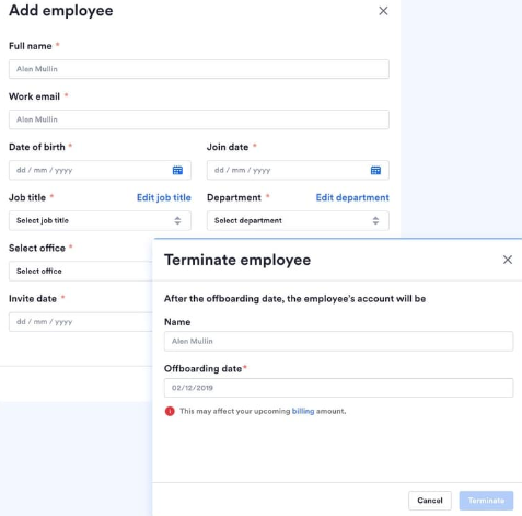 Adding and terminating employees on Swingvy