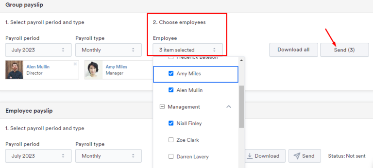 Swingvy's setting to distribute payslips