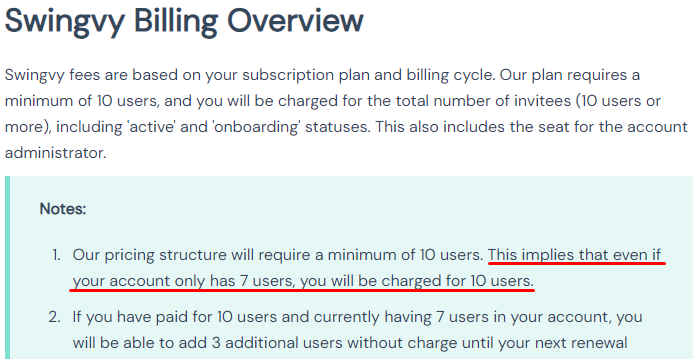 Swingvy's Billing Overview