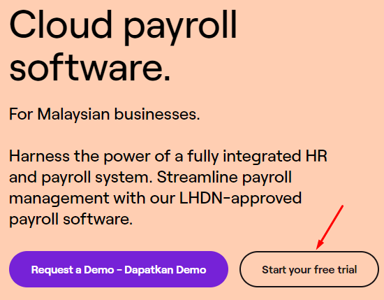 sign up button to employment hero's payroll software trial
