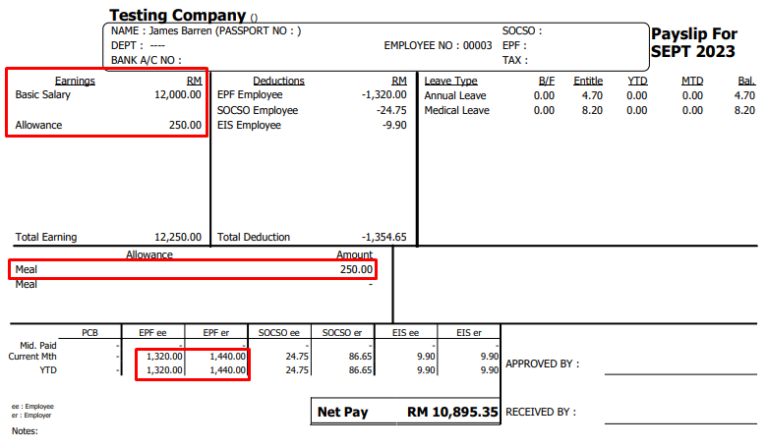 SQL payslip