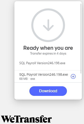 WeTransfer link from SQL to download software