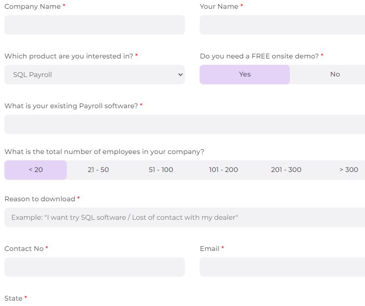 sql personal details submission form