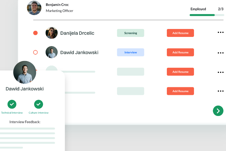 view of BrioHR's recruitment and applicant tracking feature