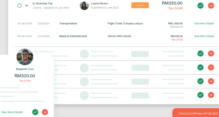 view of BrioHR's expense claims feature