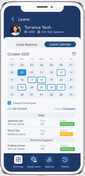 View of Info-Tech's leave app