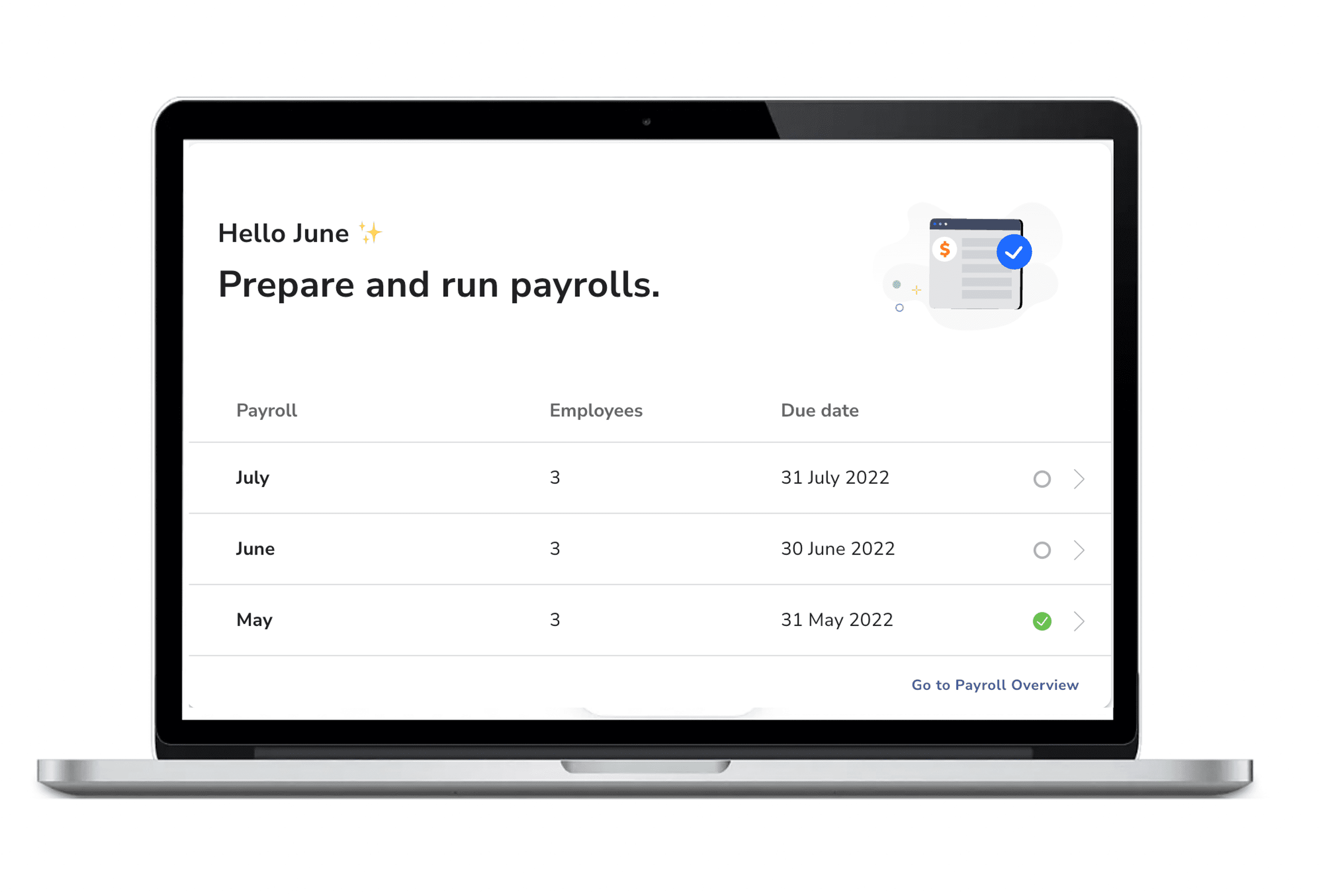 Payroll dashboard on laptop