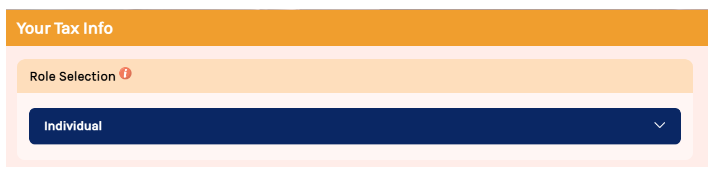 Role selection on MyTax portal