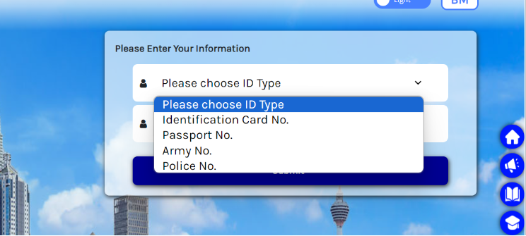 Identification type on MyTax portal