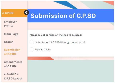 Selecting admission method for CP8D