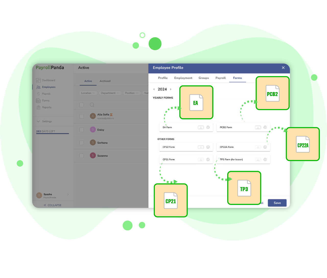 Forms in employee profile