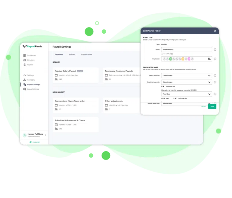 Editing payroll policies