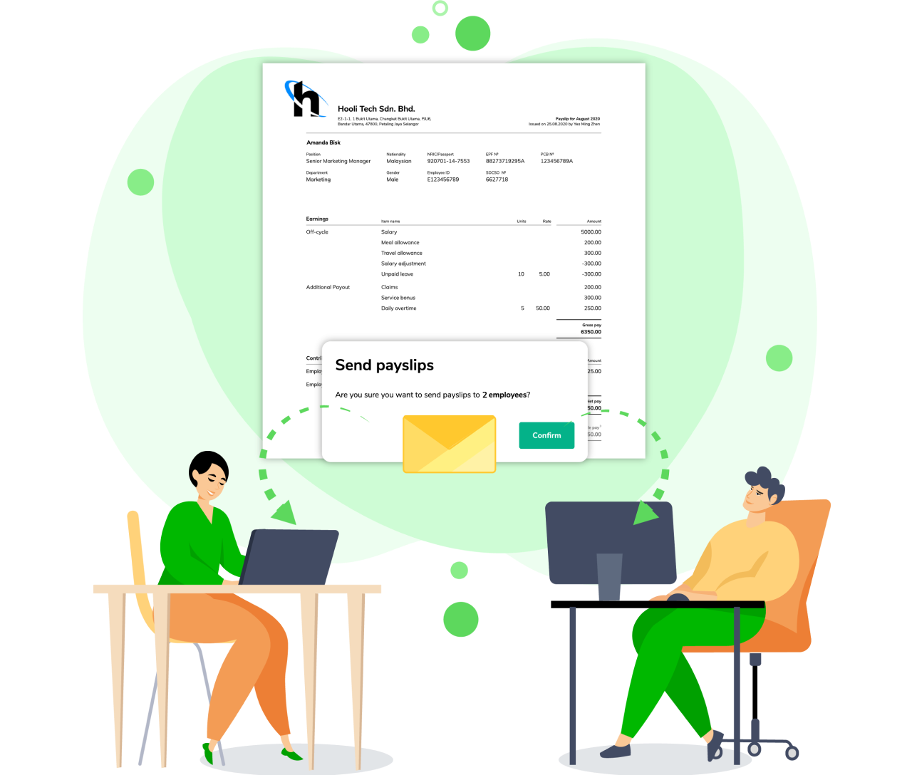 Generate and send payslips to employees