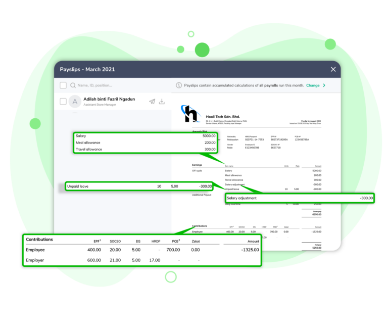 A detailed e-payslip example