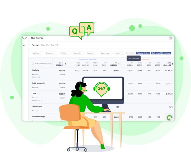 Support relating to payroll questions