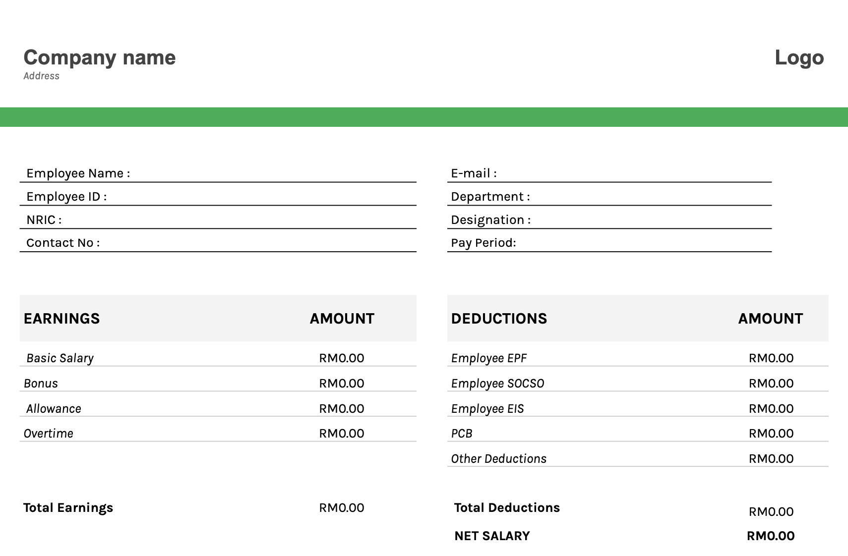 Individual malaysian payslip template