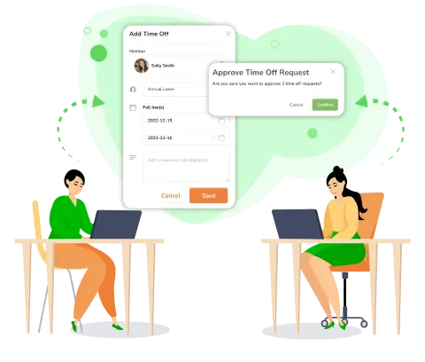 Employees applying for leave on a laptop