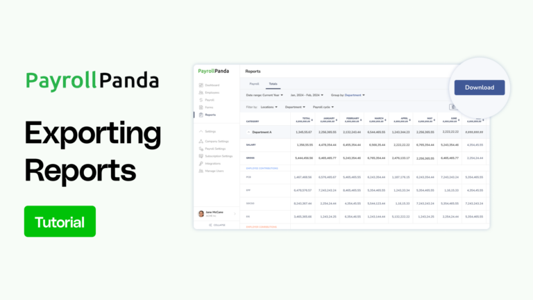 PayrollPanda exporting reports